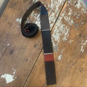 Vintage String Beans Color Block Striped Skinny Square End Square Bottom Tie